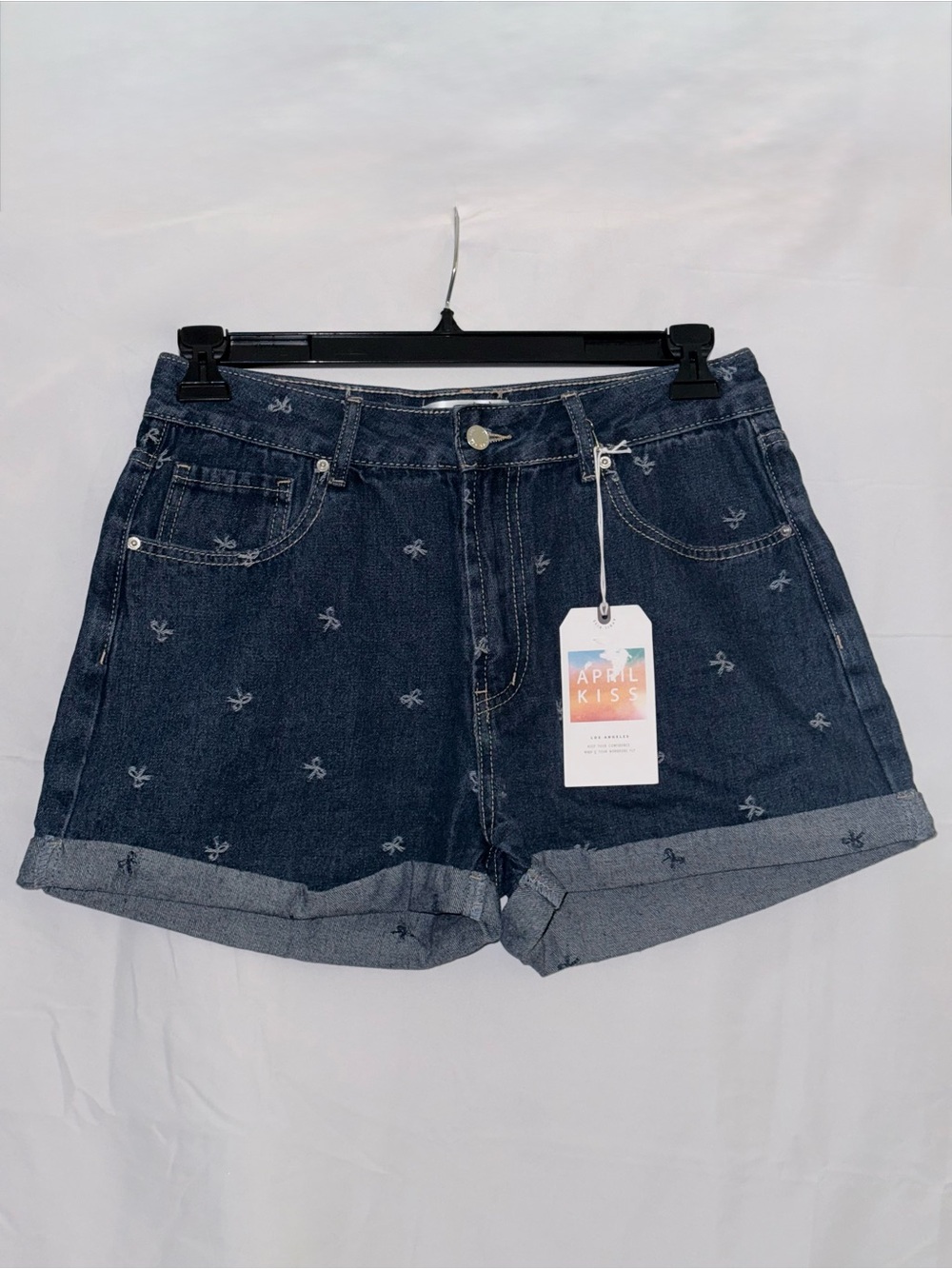 NWT April Kiss Dark Blue Roll-Cuff Denim Jean Shorts Size 11 (Juniors)